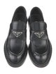 Prada Enameled Metal Triangle Leather Oxfords