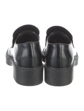 Prada Enameled Metal Triangle Leather Oxfords