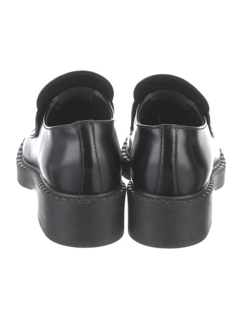 Prada Enameled Metal Triangle Leather Oxfords