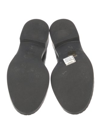 Prada Enameled Metal Triangle Leather Oxfords