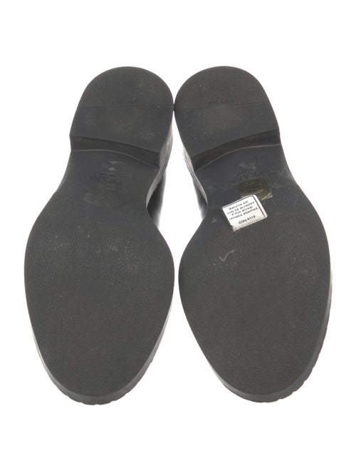 Prada Enameled Metal Triangle Leather Oxfords