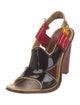 Prada Patent Leather Colorblock Pattern Slingback Sandals