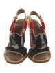 Prada Patent Leather Colorblock Pattern Slingback Sandals