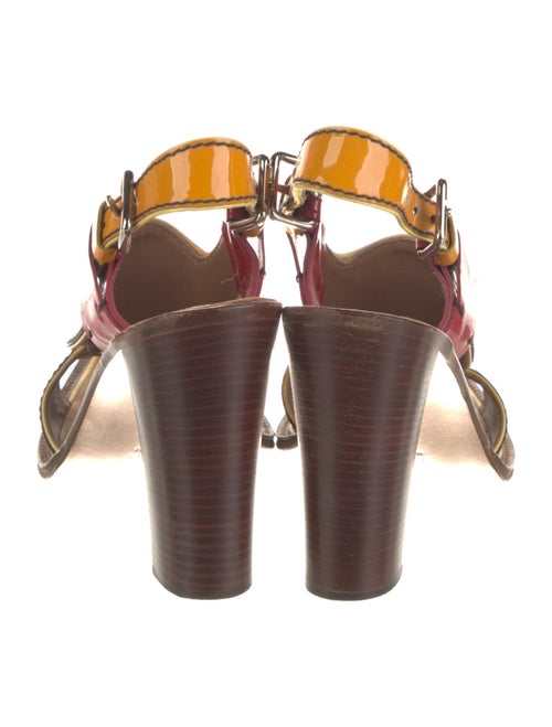 Prada Patent Leather Colorblock Pattern Slingback Sandals