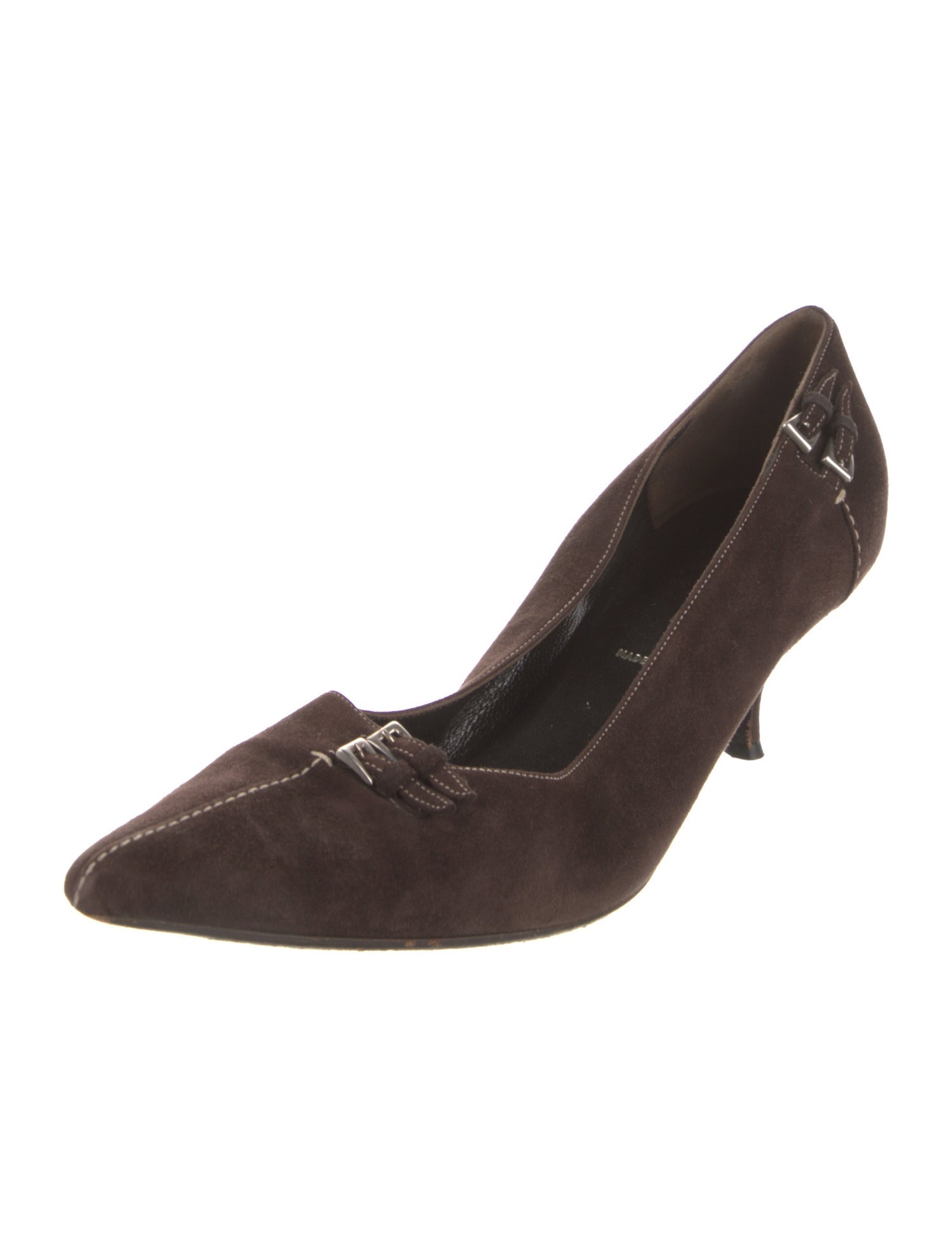 Prada Suede Whipstitch Trim Pumps