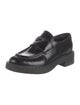 Prada Enameled Metal Triangle Leather Oxfords