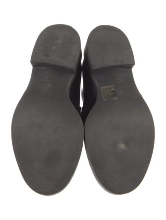 Prada Enameled Metal Triangle Leather Oxfords