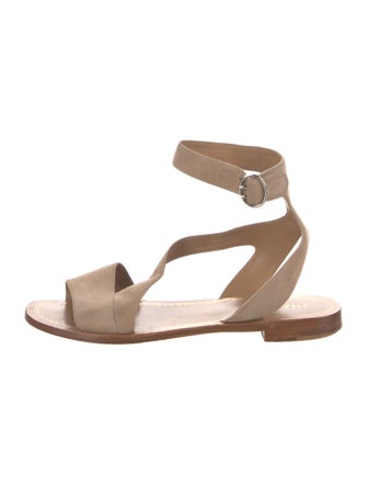 Prada Suede Leather Trim Embellishment Gladiator Sandals