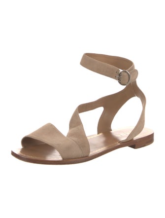 Prada Suede Leather Trim Embellishment Gladiator Sandals