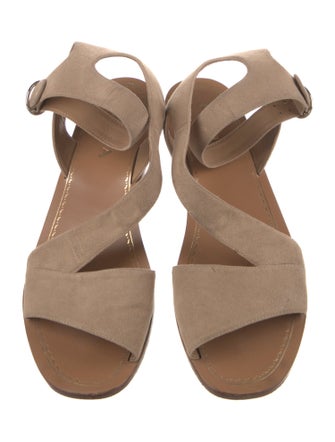 Prada Suede Leather Trim Embellishment Gladiator Sandals