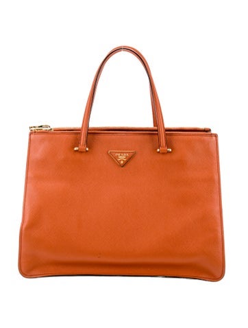 Prada Handle Bags Saffiano Leather Double Zip