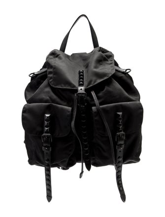 Prada Enameled Metal Triangle Backpack