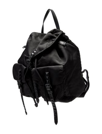 Prada Enameled Metal Triangle Backpack