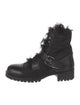 Prada Leather Fur Trim Combat Boots
