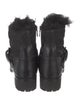 Prada Leather Fur Trim Combat Boots