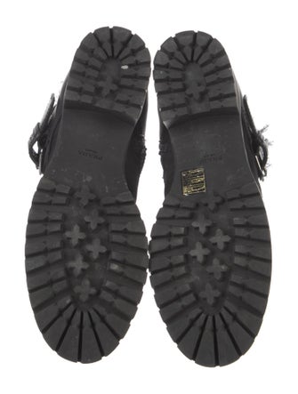 Prada Leather Fur Trim Combat Boots