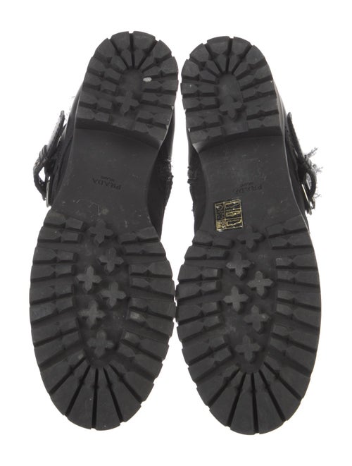Prada Leather Fur Trim Combat Boots