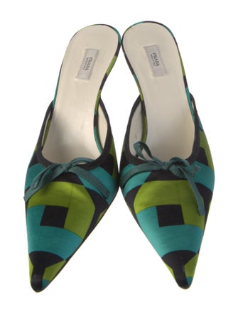 Prada Satin Printed Mules