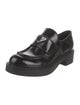 Prada Enameled Metal Triangle Leather Loafers