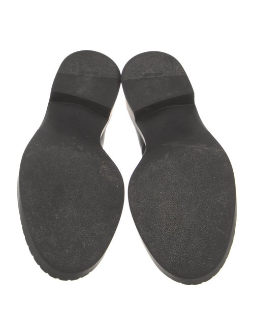 Prada Enameled Metal Triangle Leather Loafers