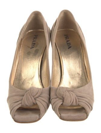 Prada Suede Cutout Accent Pumps