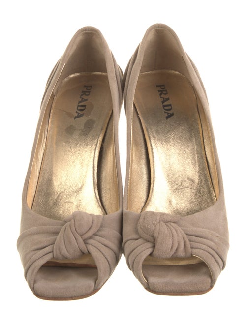 Prada Suede Cutout Accent Pumps