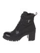 Prada Nylon Leather Trim Embellishment Combat Boots