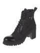 Prada Nylon Leather Trim Embellishment Combat Boots