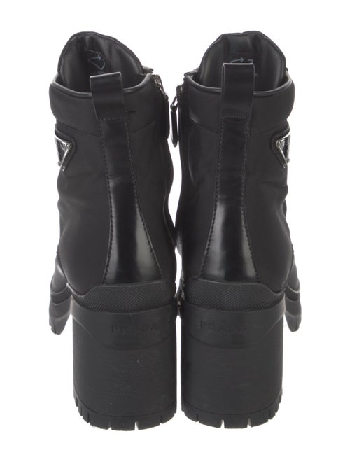 Prada Nylon Leather Trim Embellishment Combat Boots