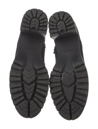 Prada Nylon Leather Trim Embellishment Combat Boots