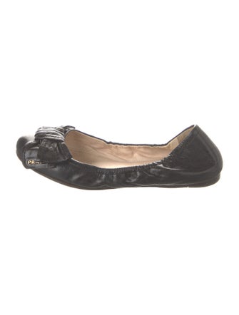 Prada Leather Printed Ballet Flats