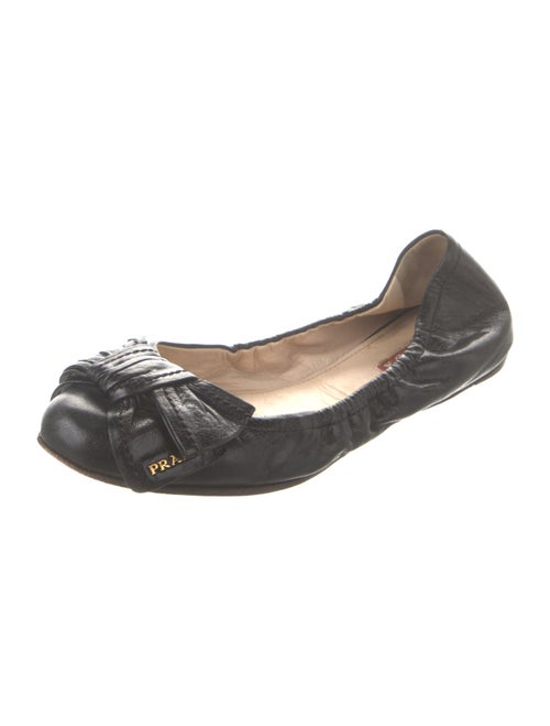 Prada Leather Printed Ballet Flats