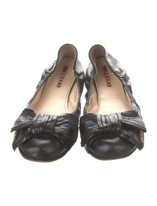 Prada Leather Printed Ballet Flats