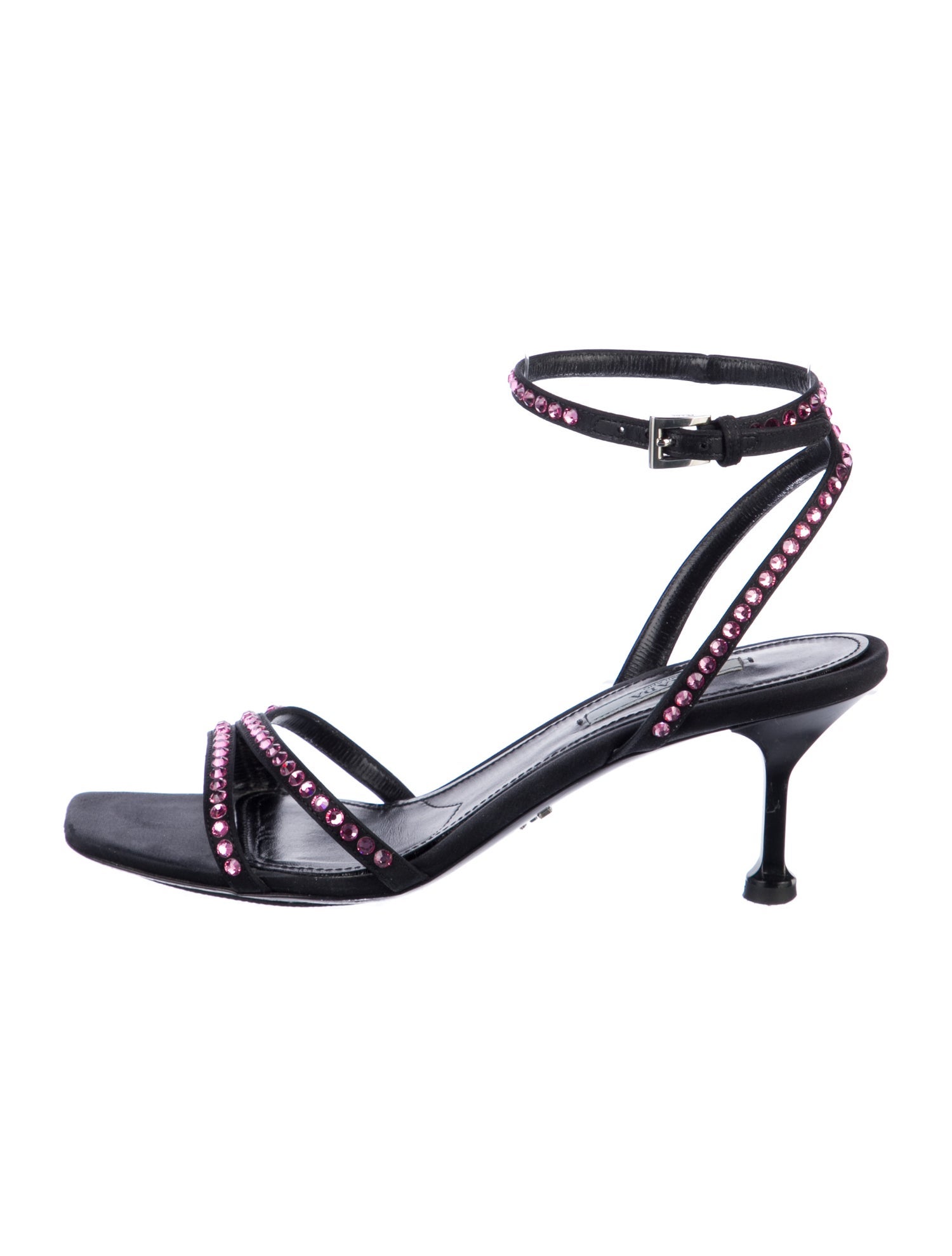Prada Leather Crystal Embellishments Sandals