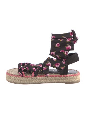 Prada Sandals Satin Floral Print Espadrilles IT 36 | 6