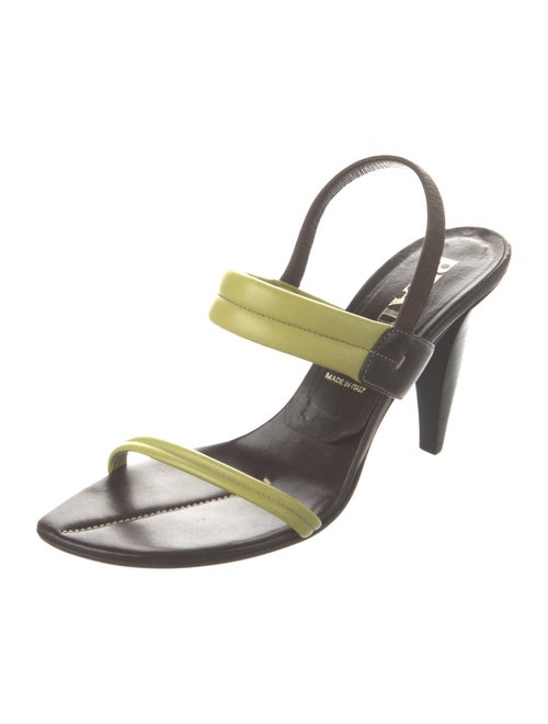 Prada Leather Colorblock Pattern Slingback Sandals