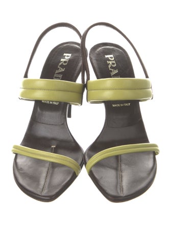 Prada Leather Colorblock Pattern Slingback Sandals
