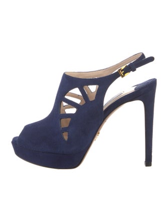Prada Suede Cutout Accent Slingback Sandals