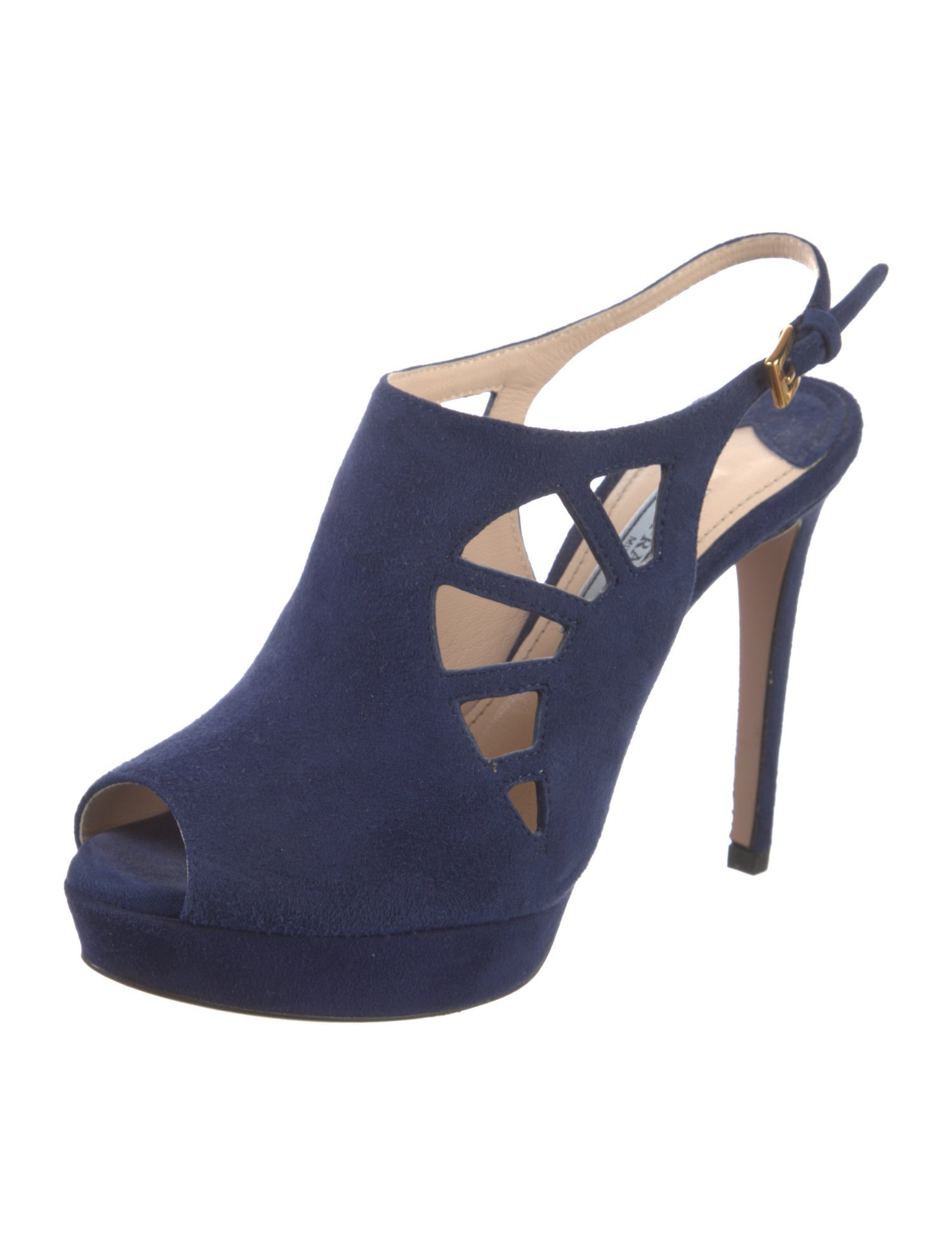 Prada Suede Cutout Accent Slingback Sandals