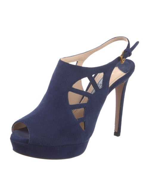 Prada Suede Cutout Accent Slingback Sandals