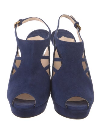 Prada Suede Cutout Accent Slingback Sandals