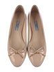 Prada Patent Leather Bow Accents Ballet Flats
