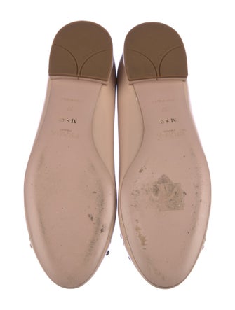 Prada Patent Leather Bow Accents Ballet Flats