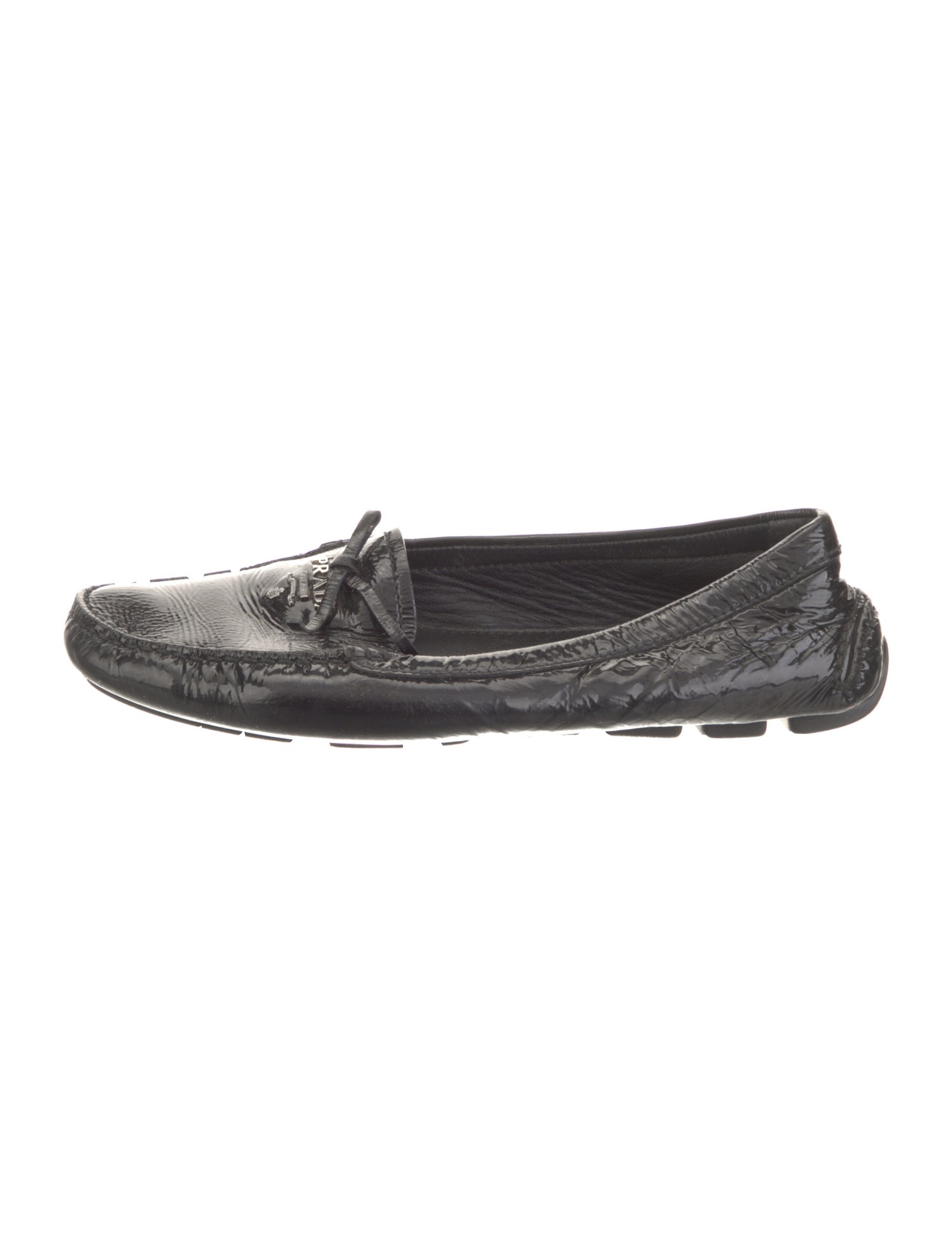 Prada Patent Leather Bow Accents Loafers