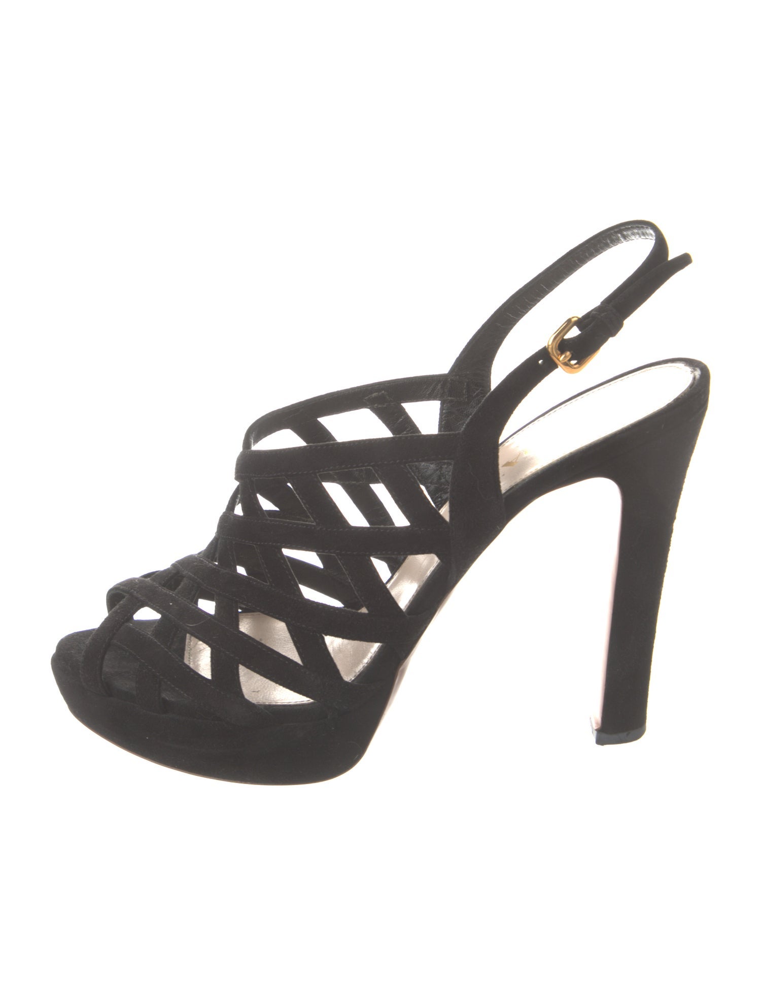 Prada Suede Cutout Accent Slingback Sandals