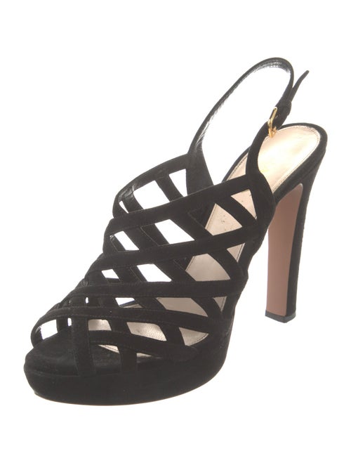 Prada Suede Cutout Accent Slingback Sandals