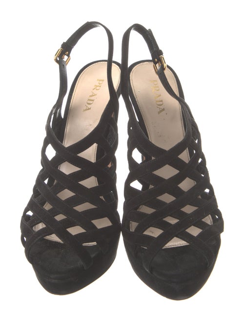 Prada Suede Cutout Accent Slingback Sandals