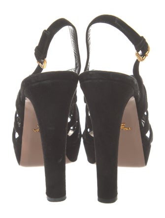 Prada Suede Cutout Accent Slingback Sandals
