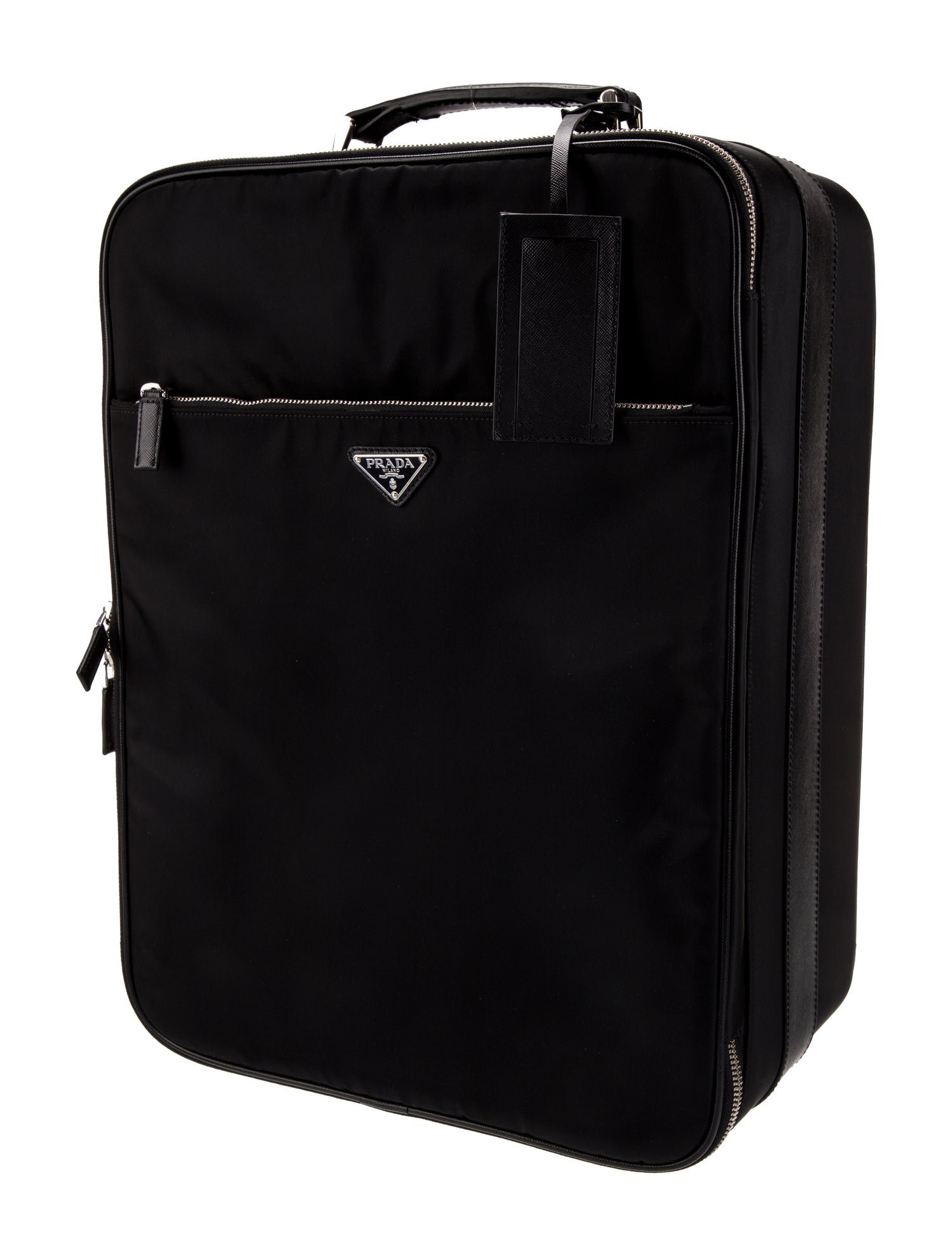 Prada Saffiano-Trimmed Tessuto Rolling Suitcase