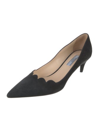Prada Suede Scalloped Accent Pumps